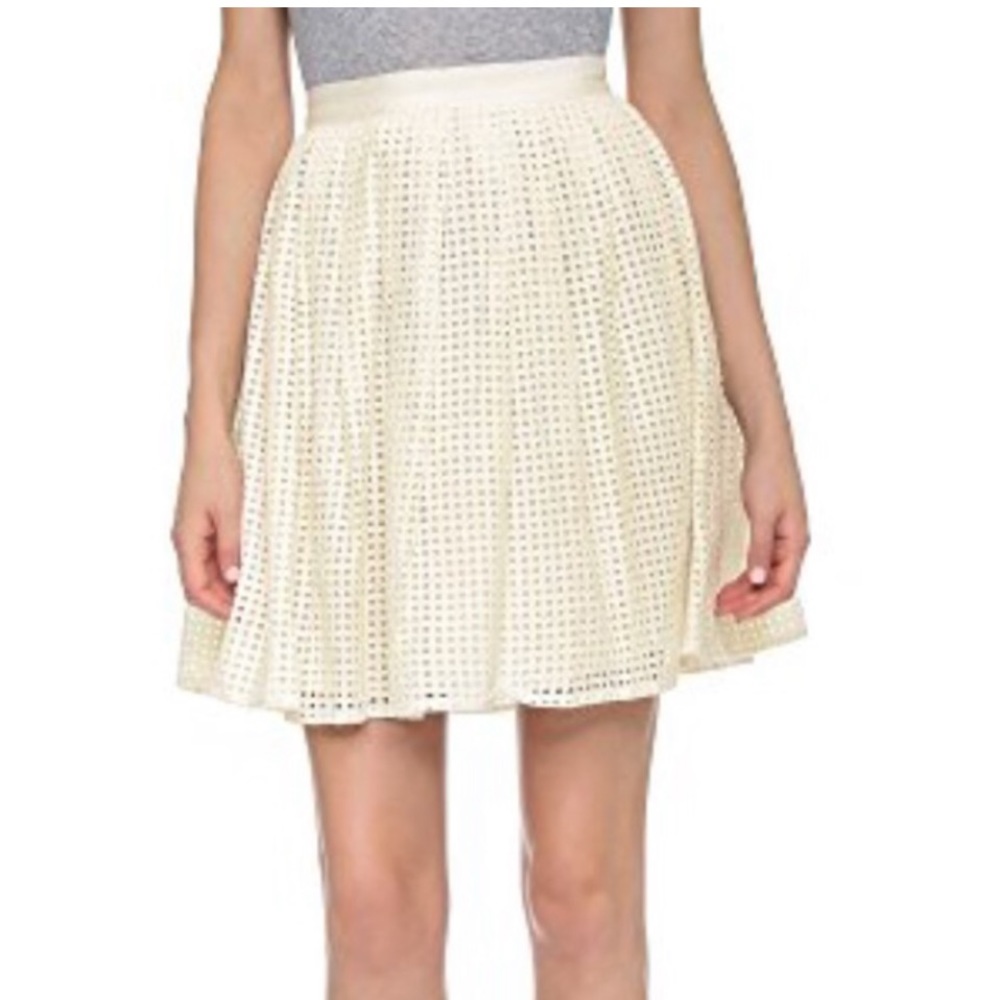 Joie cream skirt flare womens Lissome Pleated Eyelet A-Line Skirt - Picture 3 of 5